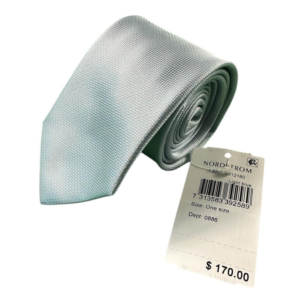 ETON Mens Light Blue Pure Silk Woven Tie 3.25 Inch Width Made in Italy NWT